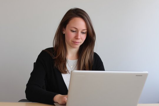 Business Professional Engaged with Tech Innovation Office Environment Documentary Style Focused on Productivity