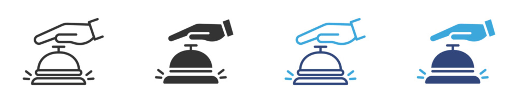 Hand pressing a bell icon set, hotel bell icon,  represents Customer Service, Hospitality, or Hotel Services , vector illustration .