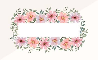 soft pink floral watercolor frame