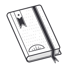 Hand drawn bullet journal with bookmark and star doodle