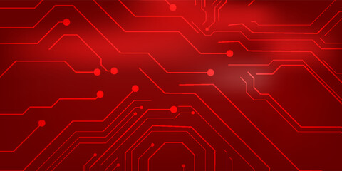 Red Circuit Board Technology Background. Modern Trendy design in Vector Illustration