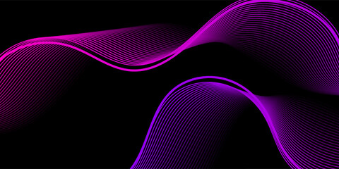 Elegant purple wave lines on a black background forming a smooth, flowing pattern. Perfect for sound, music, tech, or abstract digital themes