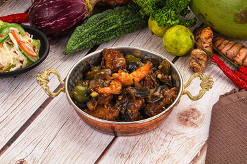 Manchirian breaded prawn with vegetables