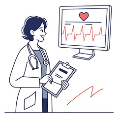 Female doctor checking monitor