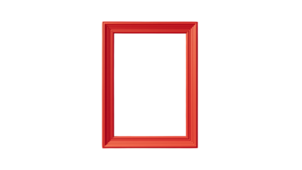 Red Rectangular Picture Frame Isolated on Transparent Background