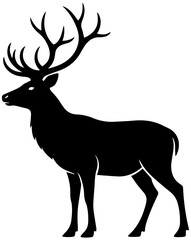 Majestic stag silhouette with powerful antlers, wildlife icon for branding and design