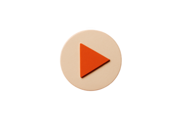 Orange Play Button Icon on Transparent Background
