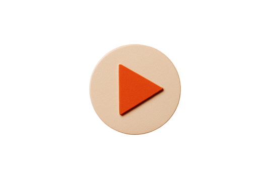 Orange Play Button Icon on Transparent Background - Powered by Adobe