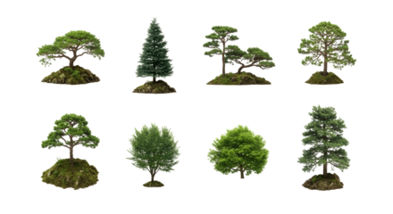 Diverse collection of realistic miniature trees perfect for architectural visualization and landscaping projects