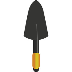Trowel Tool With Yellow Handle On Transparent Background For Gardening And Digging