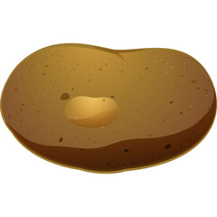 Single Brown Potato with Subtle Highlights Isolated on White Background Offering a Natural Food Element