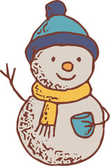 Cozy winter snowman clip art set featuring cute hand-drawn snowmen, scarves, mittens, and holiday decor. Perfect for cards, stickers, and digital crafts.