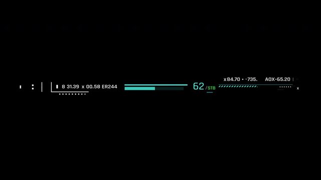 4K futuristic technology interface bar dynamic animation for overlay use. Design element for sci-fi video editing, motion graphics, and digital HUD design projects with copy space