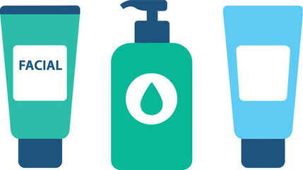 Skincare product set illustration for beauty and wellness promotion materials and cosmetic brand visuals representing hygiene and personal care