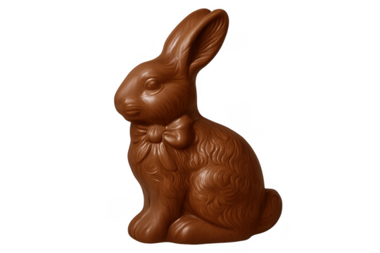 Chocolate easter bunny candy on transparent background
