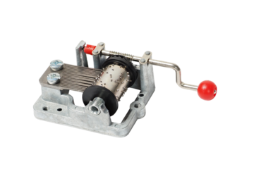 Small music box with crank isolated on white background