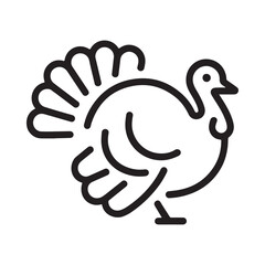 Simple line art illustration of a turkey bird