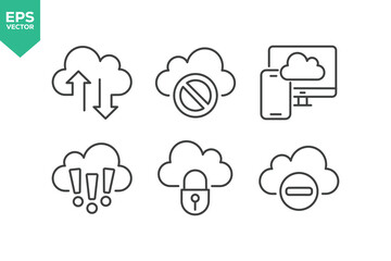 Fototapeta premium Set Of Cloud Computing Line Icons. The set includes a Data Analyzing, Data Center, Internet Technology, Cloud Storage, Database Platform, Computer Digital System, and more.