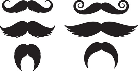 Classic Mustache Styles Silhouette Collection – Vintage Beard Icons Set