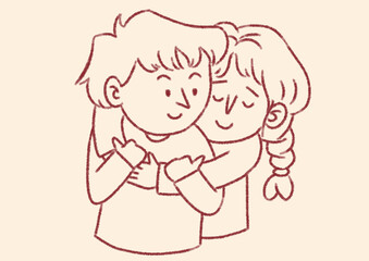 A Boy and a Girl Hugging