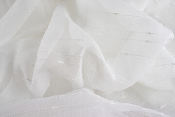 Obraz premium White Woven Fabric Texture with Folds - Minimalist Textile Surface Background