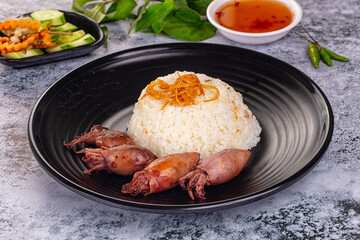 Tasty baby swuid with rice