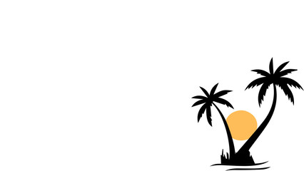 Symmetrical Palm Tree Silhouettes Frame with sun Reflection