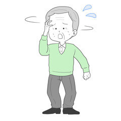 道に迷ったシニア男性　汗