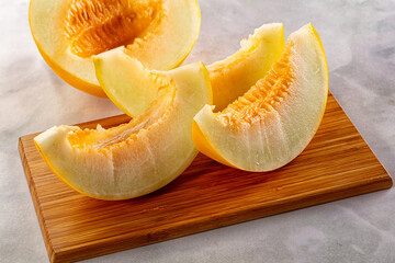 Ripe sweet juicy melon with slices