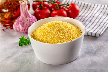 Vegan cuisine - raw dry couscous