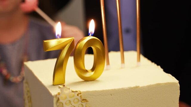 Celebrating a special 70th birthday with a cake