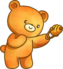 Cute Bear Holding Tongs Illustration