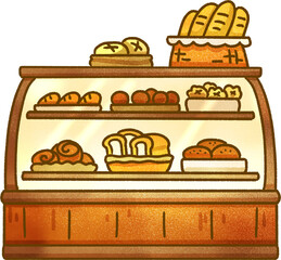 Bread Display Case Illustration