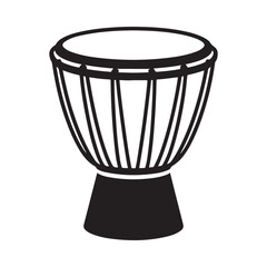 Simple black and white illustration of an african djembe drum