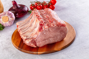 Raw pork loin with bone