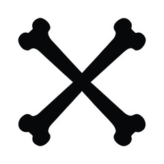 Crossed Bones Silhouette Icon Classic Skull and Crossbones Pirate Symbol Vector