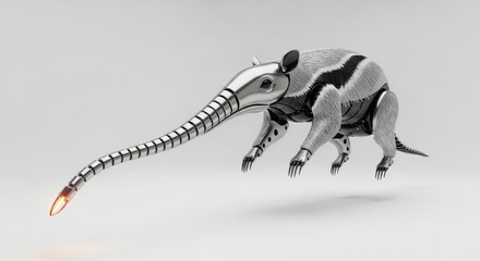 Fototapeta premium Robotic Anteater with Metal Body Tech Animal Illustration Futuristic Design