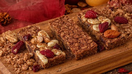 Cereal Bar Medley. Textures and Tones of Autumn, a Delectable Arrangement.