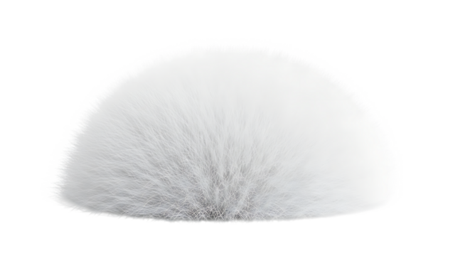 Fluffy white makeup brush head isolated on transparent background