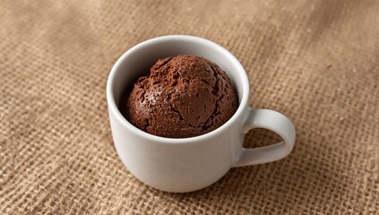 Chocolate Delight in White A Study of Texture and Tone on Burlap Canvas.