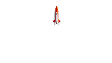 space rocket launch isolated on white background