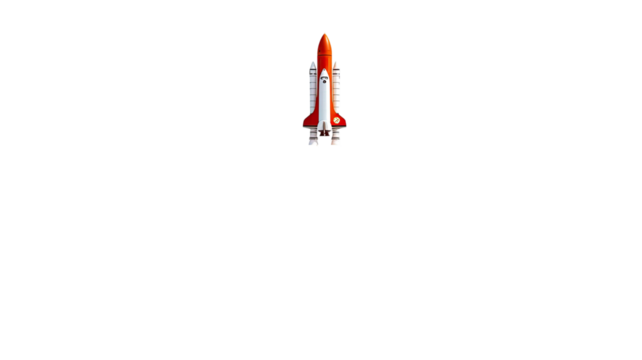 space rocket launch isolated on white background