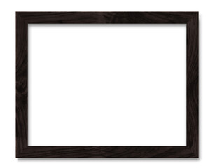 Rectangular picture frame. Old wooden frame, vintage style, with empty space and isolated transparent background with png.