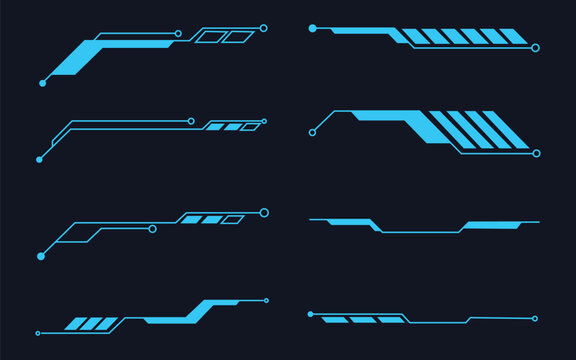 HUD futuristic user interface set. Sci-fi HUD dashboard display virtual reality elements icon vector. Cyberpunk Style and Neon Blue Accents symbol. vector illustration.