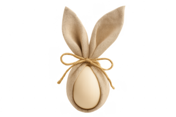 Easter egg wrapped as bunny with jute string