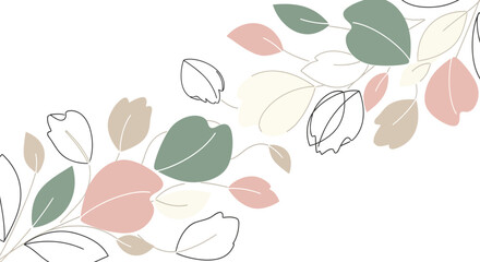 Soft Toned Floral Arrangement on White Background, Delicate Pastel Botanical Design