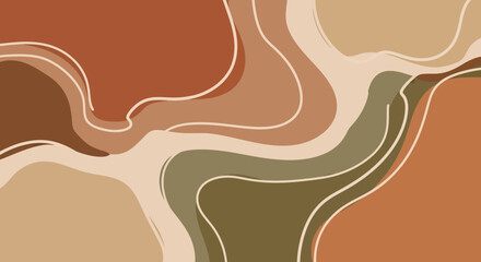 Abstract earth-tone shapes and lines, a minimalist design with warm, natural colors for modern art