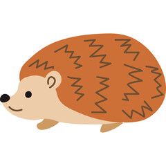 Cute Brown Hedgehog Cartoon Animal Transparent Background Simple Vector Illustration Isolated On White