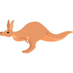 Cute Brown Kangaroo Animal Character in a Side Profile on a Transparent Background Ideal for Australian Themed Designs