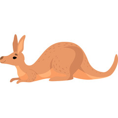 Cute Brown Kangaroo Lying Down with Australian Outback Theme and Transparent Background Minimalist Flat Design